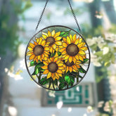 Sunflower Glass Suncatcher Floral Pendant Window Hanging Mother’s Day Sunflower Gift Window Decor Grandma Gift
